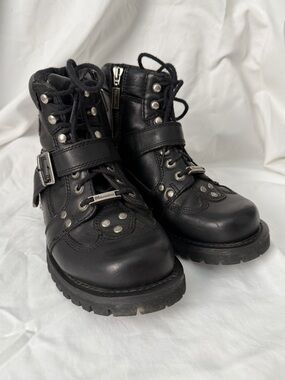 MILWAUKEE MOTORCYCLE CLOTHING COMPANY LEATHER WOMEN'S BLACK MOTORCYCLE BOOTS 7.5